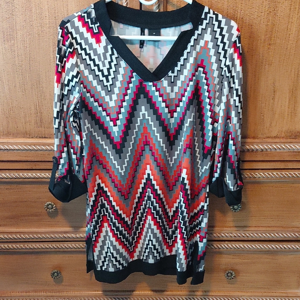 New Directions Pastel Chevron Blouse